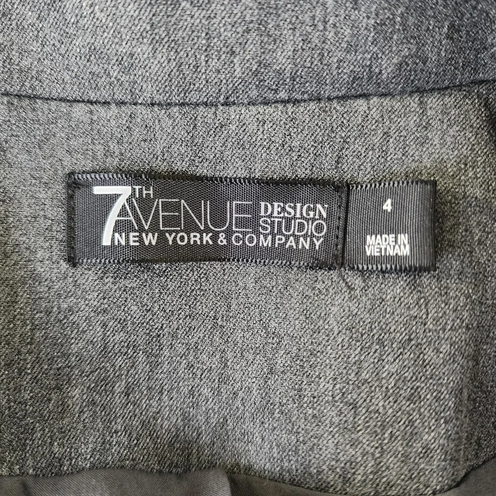7th Avenue New York & Company Blazer 2 Button Women's Size‎ 4 Gray Jacket Coat